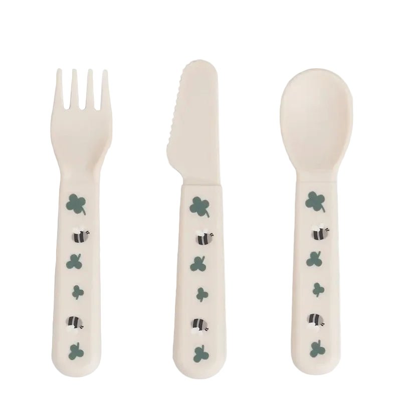 Baby Silicone Cutlery Set – Tiny Farm - Sand