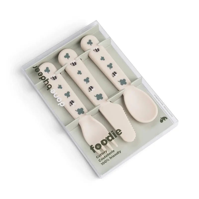 Baby Silicone Cutlery Set – Tiny Farm - Sand