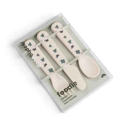 Baby Silicone Cutlery Set – Tiny Farm - Sand