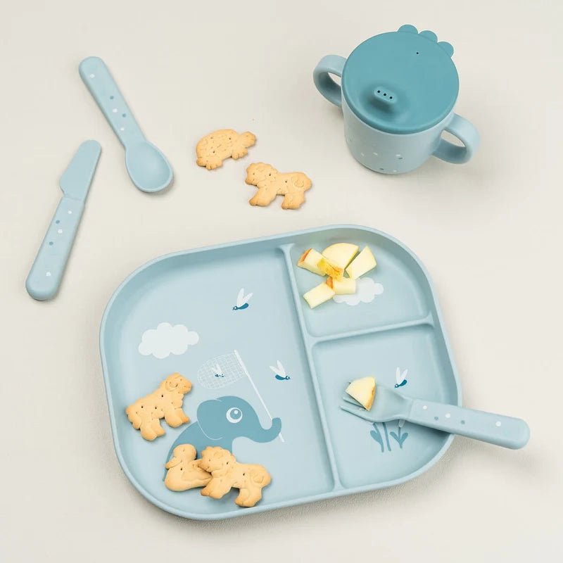 DONE BY DEER Foodie 3 - Section Non - Slip Plate for Toddlers in Kuwait - Waha Lifestyle