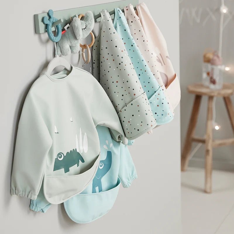 Waterproof Long Sleeved Baby Bib with  Elasticated Sleeves