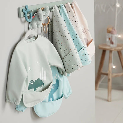 Waterproof Long Sleeved Baby Bib with  Elasticated Sleeves