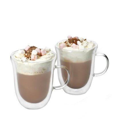 Double - Walled Glass Hot Chocolate Cup Set - 2pcs - Waha Lifestyle