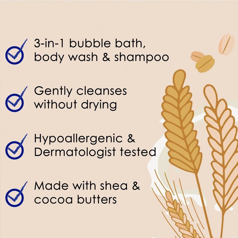 Kids 3-in-1 Oat &amp; Milk Bubble Bath Body Wash &amp; Shampoo - 591ml