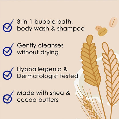 Kids 3-in-1 Oat &amp; Milk Bubble Bath Body Wash &amp; Shampoo - 591ml
