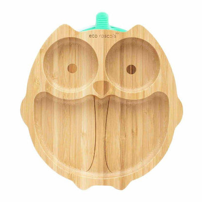 Eco Rascals Bamboo Suction Plate - Owl Shape - Waha Lifestyle