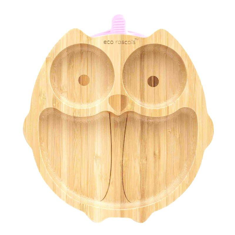 Eco Rascals Bamboo Suction Plate - Owl Shape - Waha Lifestyle