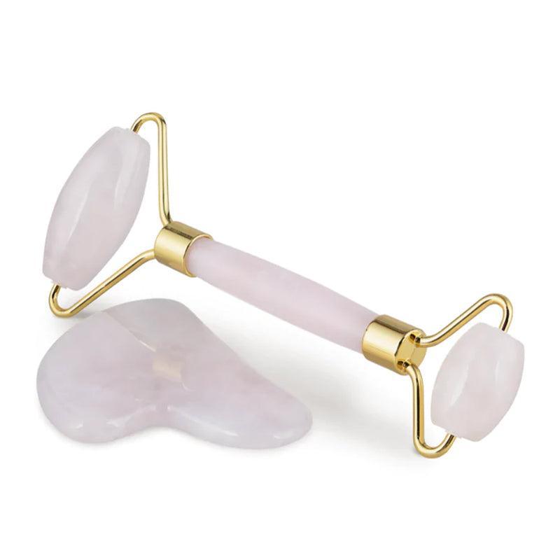 Ela Life Rose Quartz Gua Sha &amp; Roller Set - Waha Lifestyle