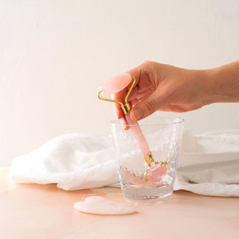 Ela Life Rose Quartz Gua Sha &amp; Roller Set - Waha Lifestyle