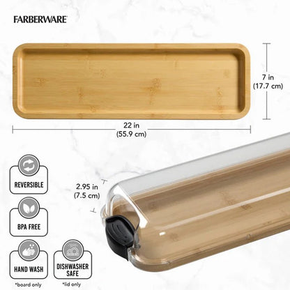 Build-a-Board Bamboo Long Serving Tray &amp; Lid