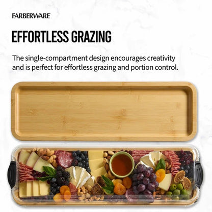 Build-a-Board Bamboo Long Serving Tray &amp; Lid
