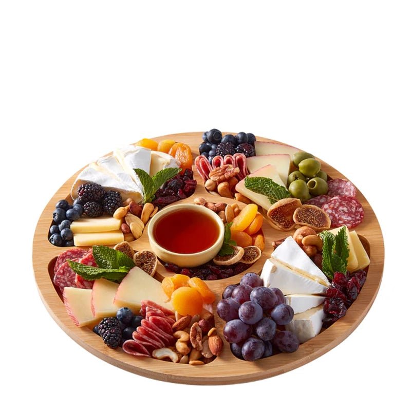 Build-a-Board Lazy Susan Bamboo Divided Round Serving Board