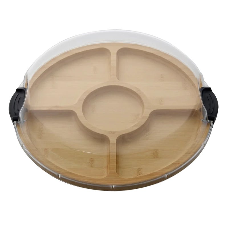 Build-a-Board Lazy Susan Bamboo Divided Round Serving Board