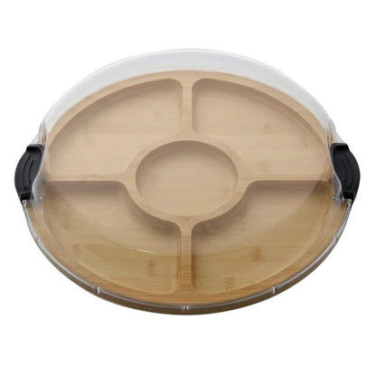 Build-a-Board Lazy Susan Bamboo Divided Round Serving Board
