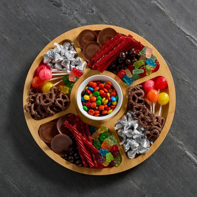 Build-a-Board Lazy Susan Bamboo Divided Round Serving Board