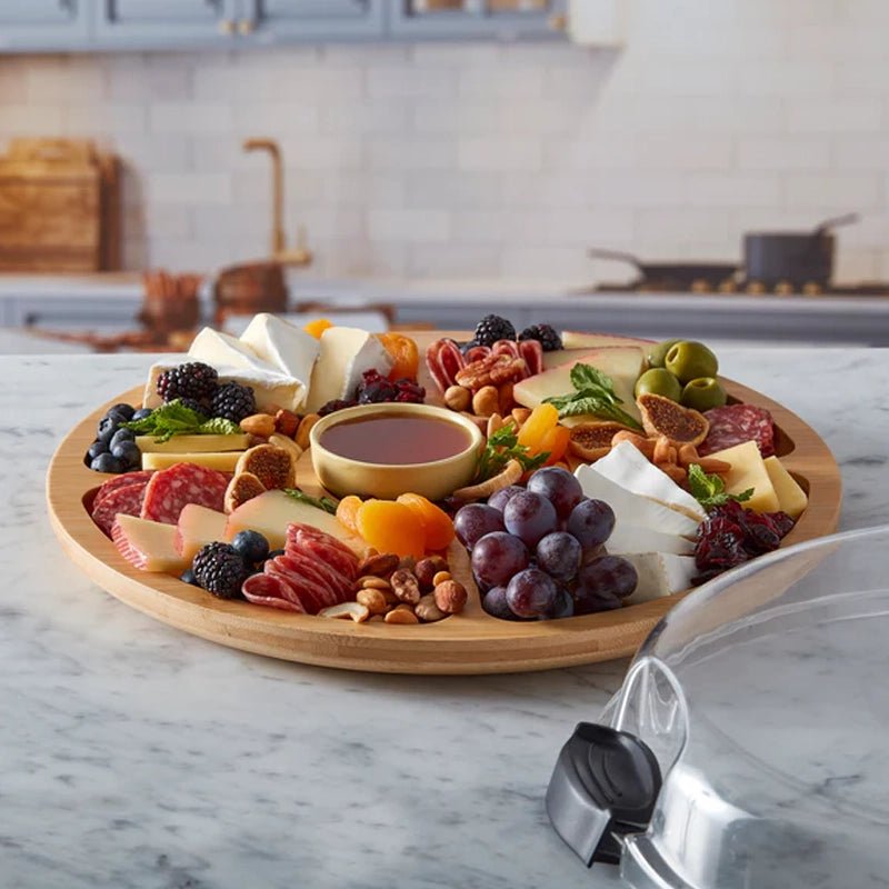 Build-a-Board Lazy Susan Bamboo Divided Round Serving Board