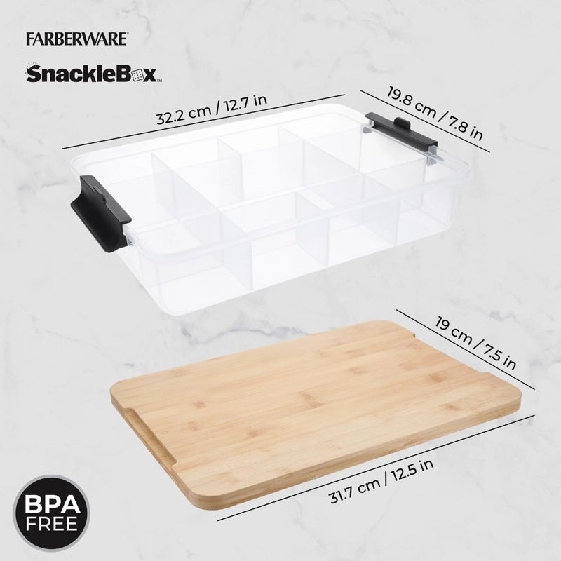 SnackleBox Bamboo Board &amp; Box with Compartments