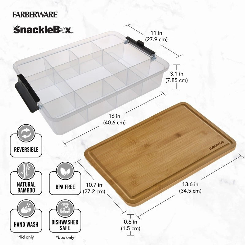 SnackleBox Bamboo Board &amp; Box with Compartments