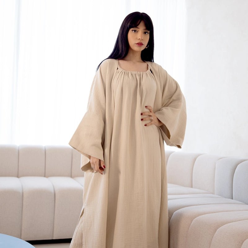 HAWA Fiona Halter Neck Long Dress - Beige - Waha Lifestyle