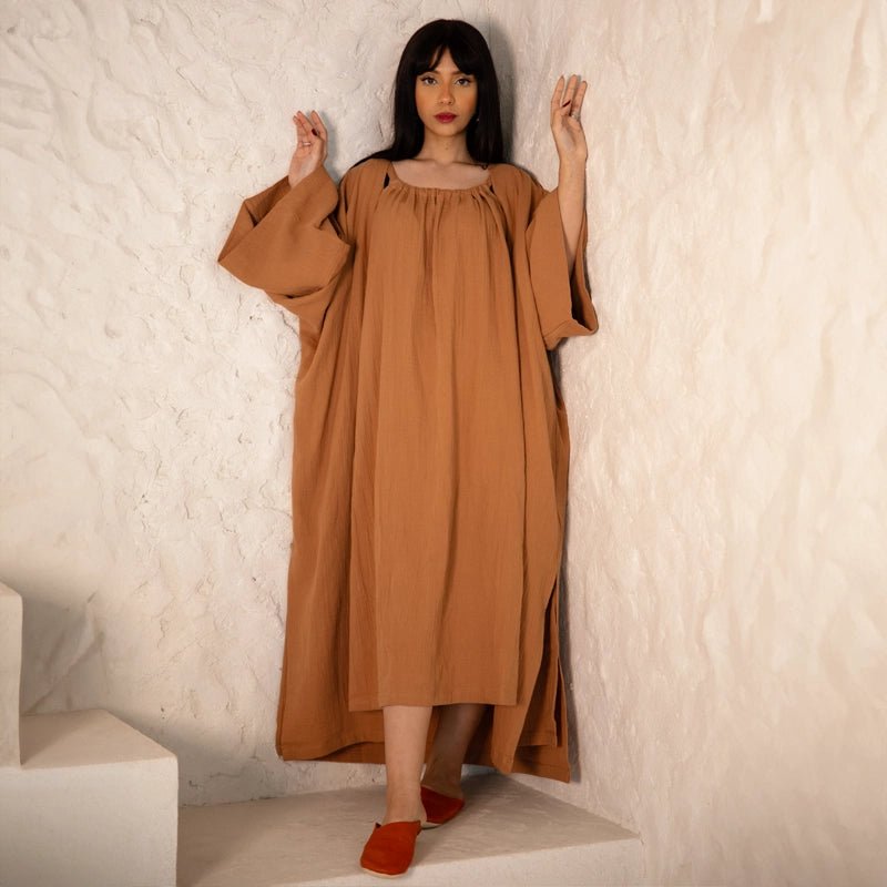 HAWA Fiona Halter Neck Long Dress - Brown - Waha Lifestyle