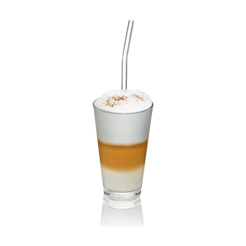 Reusable Bent Glass Drinking Straws with Cleaning Brush - 23cm, Set of 4