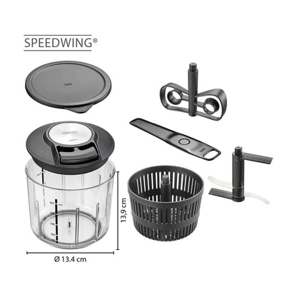 Speedwing Manual Multi-Chopper with Pull Cord &amp; Herb Spinner - 800ml
