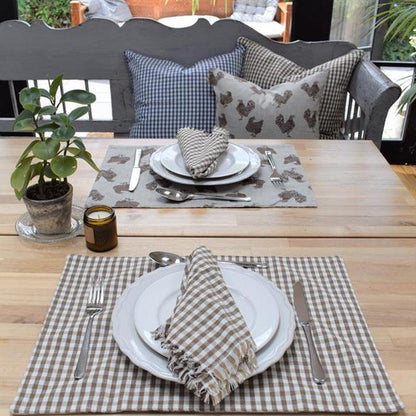 Gingham Recycled Cotton Napkin Set - 4pcs - Waha Lifestyle