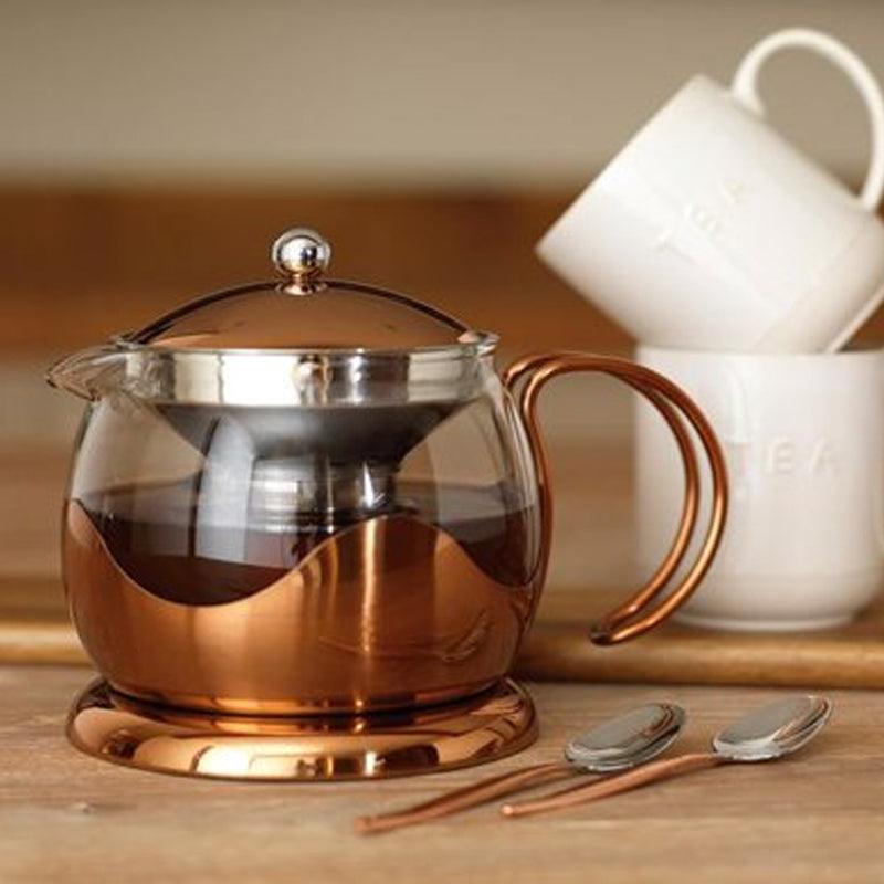 Glass &amp; Copper Loose Leaf Teapot - Waha Lifestyle