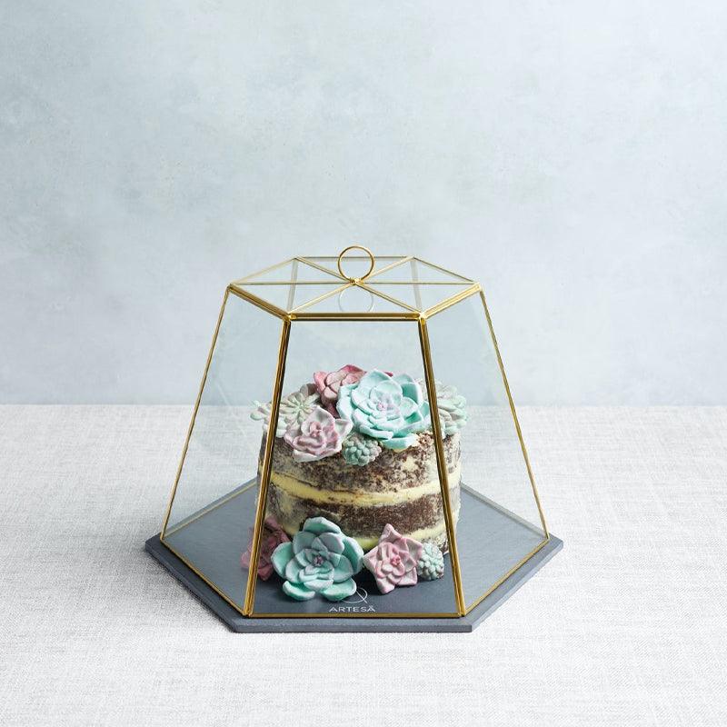 Glass Food Serving Cloche With Slate Base - Waha Lifestyle