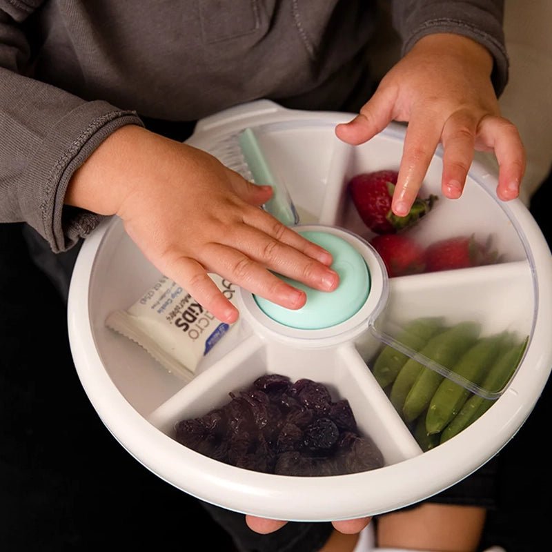 Large Snack Spinner Container for Kids with Compartments