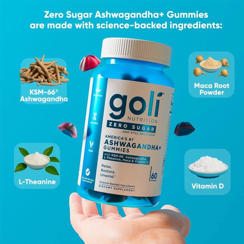 Zero Sugar Ashwagandha Mixed Berries Vegan Gummies - 60pcs