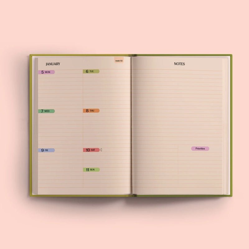 2026 Hardcover Week to View Diary - A5
