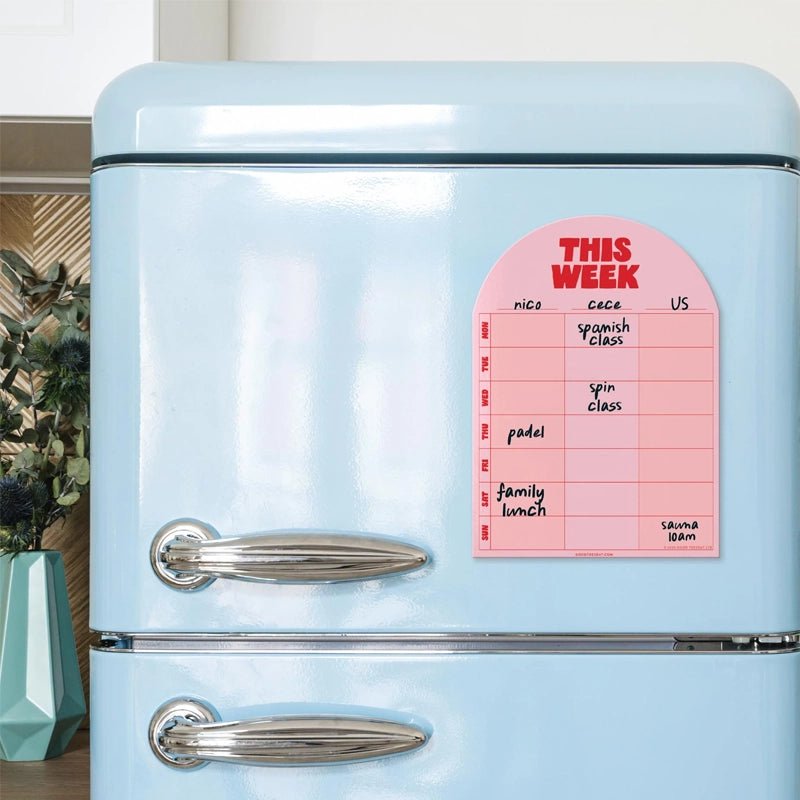 Magnetic Weekly Fridge Planner - A4 - Pink &amp; Red