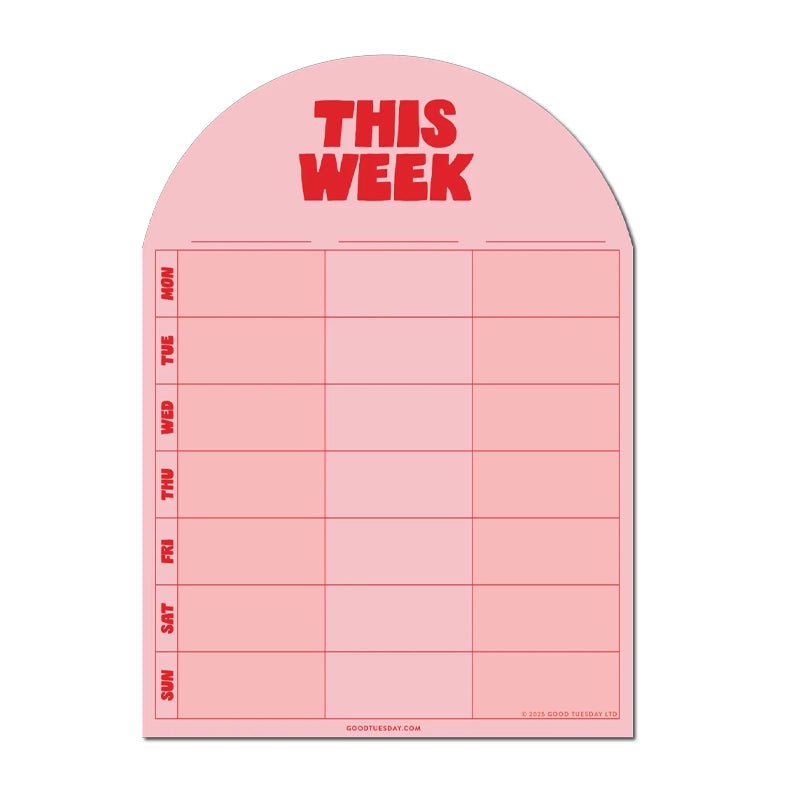 Magnetic Weekly Fridge Planner - A4 - Pink &amp; Red