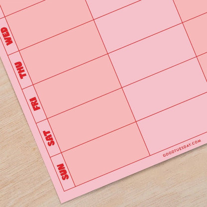 Magnetic Weekly Fridge Planner - A4 - Pink &amp; Red