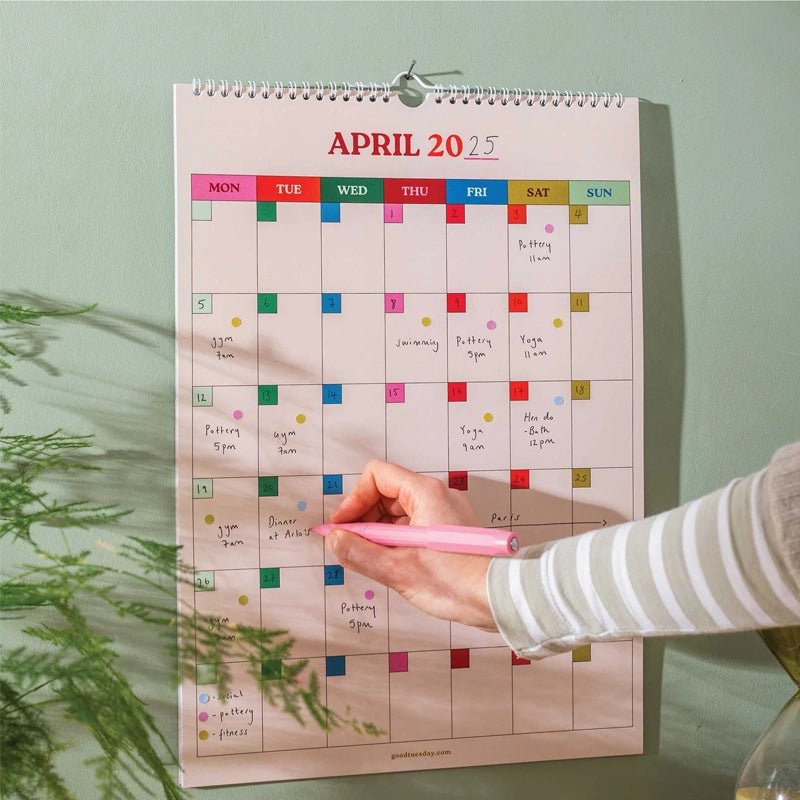 Undated  Monthly Wall Calendar - Work Hard, Play Nice - A3