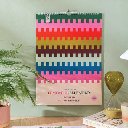 Undated  Monthly Wall Calendar - Work Hard, Play Nice - A3