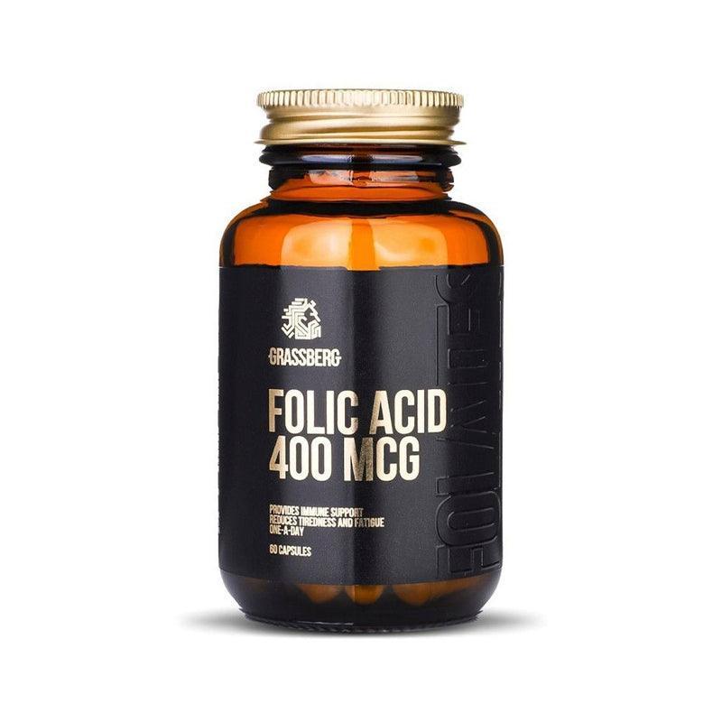 Grassberg Folic Acid 400mcg Supplements - 60 Capsules - Waha Lifestyle