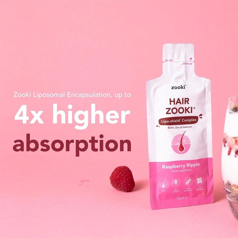 ZOOKI Hair Strength Liquid Supplement with Raspberry Flavour - 14 Sachets - Waha Lifestyle