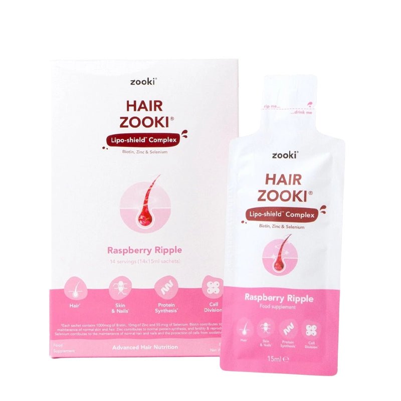 ZOOKI Hair Strength Liquid Supplement with Raspberry Flavour - 14 Sachets - Waha Lifestyle