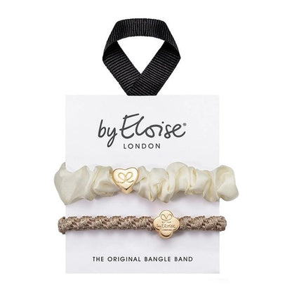 Hair/ Wrist Band Set - Cream &amp; Gold - 2pcs - Waha Lifestyle