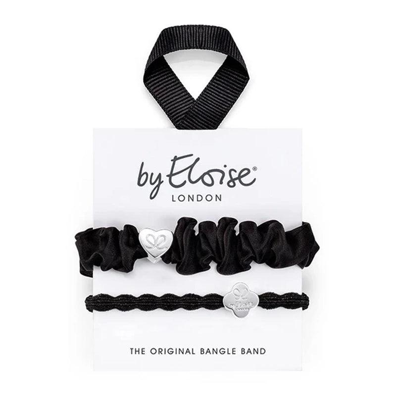 Hair/ Wrist Band Set - Silver & Black - 2pcs - Waha Lifestyle