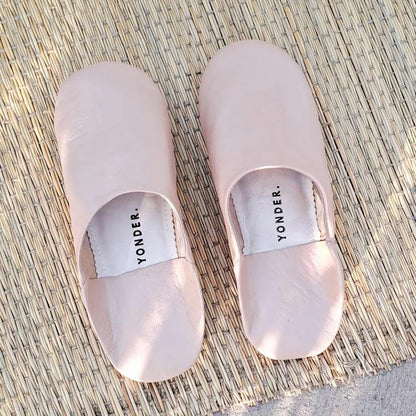 Handmade Babouche Leather Slippers - Ballet Pink - Waha Lifestyle