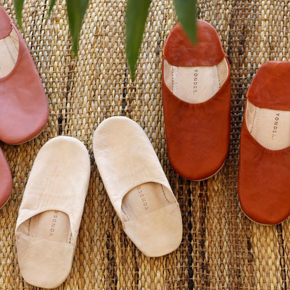 Handmade Babouche Leather Slippers - Ballet Pink - Waha Lifestyle