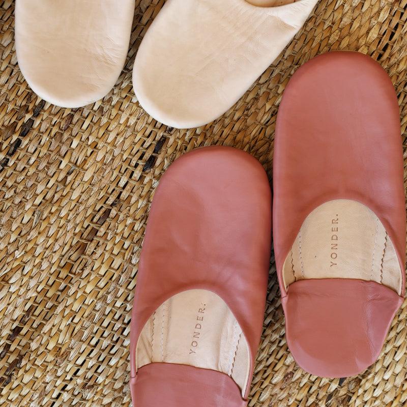 Handmade Babouche Leather Slippers - Pink - Waha Lifestyle