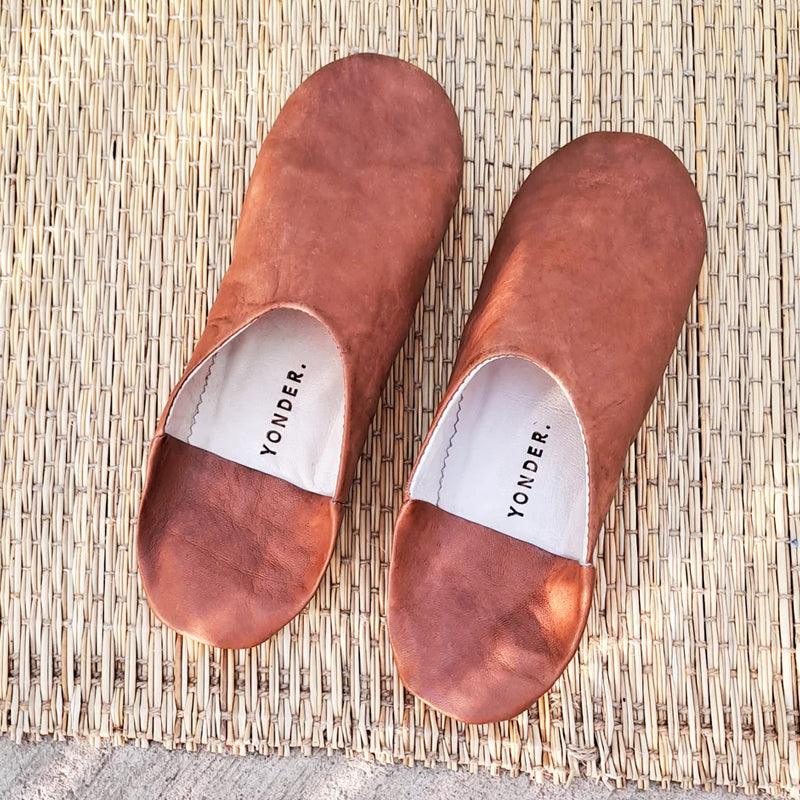 Handmade Babouche Leather Slippers - Tan - Waha Lifestyle