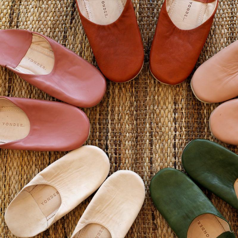 Handmade Babouche Leather Slippers - Tan - Waha Lifestyle