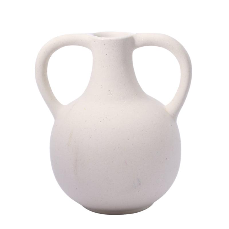 Harappan Bobble Ceramic Vase - Off - white - Waha Lifestyle