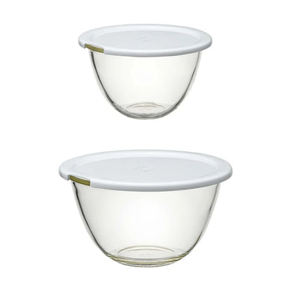 Heatproof Glass Mixing Bowls with Microwave Lids - 1.5L &amp; 2.2L, Set of 2