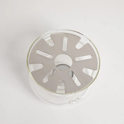 Heatproof Glass Tea Warmer with Stainless Steel Plate &amp; Candle - 12.5cm